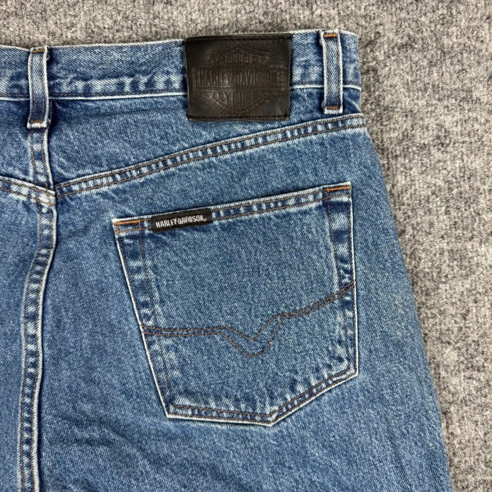 Harley-Davidson Jeans Mens Size 36 Blue Cotton Relaxed Straight Leg Biker Denim